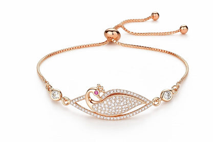 Adjustable Diamond Crystal Rose Gold Charm Bracelet