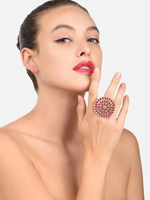 Floral Pink Adjustable Ring