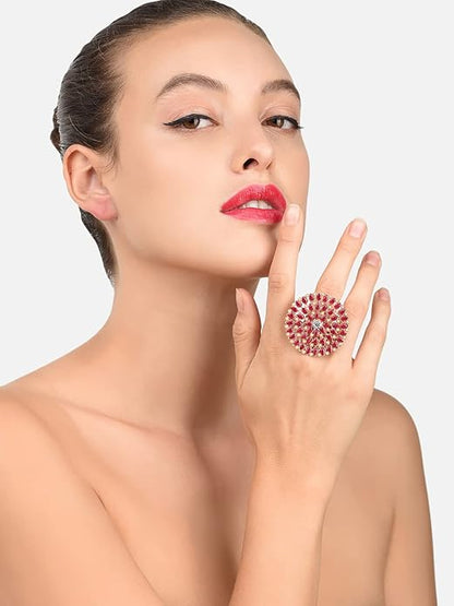 Floral Pink Adjustable Ring