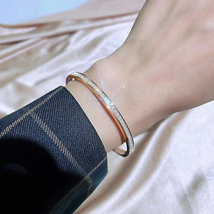 Gold Plated Crystal Cuff Bracelet (Rose Gold)