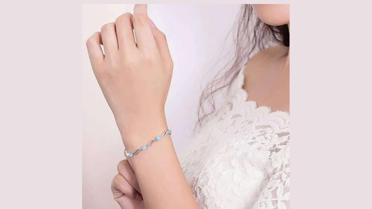Glam up Your Look with Stylish 925 Silver-Plated Copper Bracelet for Women and Girls (Sky Blue Color)
