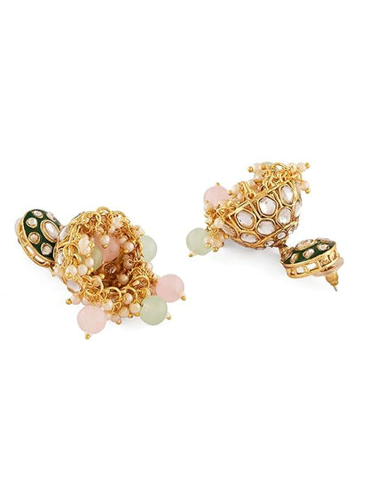 Pink Long Necklace Meenakari Bridal Set