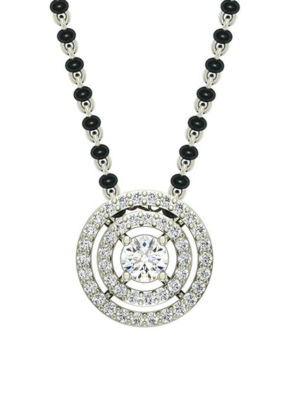 Indian Wedding Necklace Mangalsutra in 925 Sterling Silver Platinum Plated Stone Studded Bridal Design