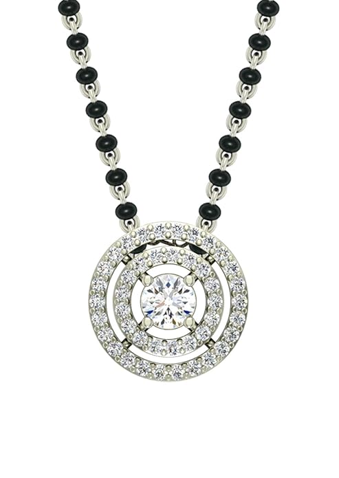Indian Wedding Necklace Mangalsutra in 925 Sterling Silver Platinum Plated Stone Studded Bridal Design