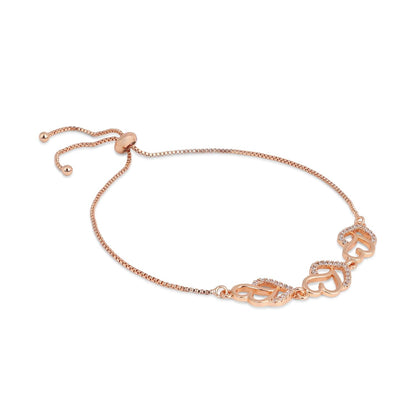 Adjustable Diamond Crystal Rose Gold Charm Bracelet