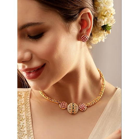 Bridal Temple Jewellery CZ Choker Necklace