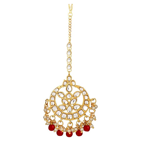 Mang Tikka for Women in Traditional Kundan & Pearl Earring Jewellery Set