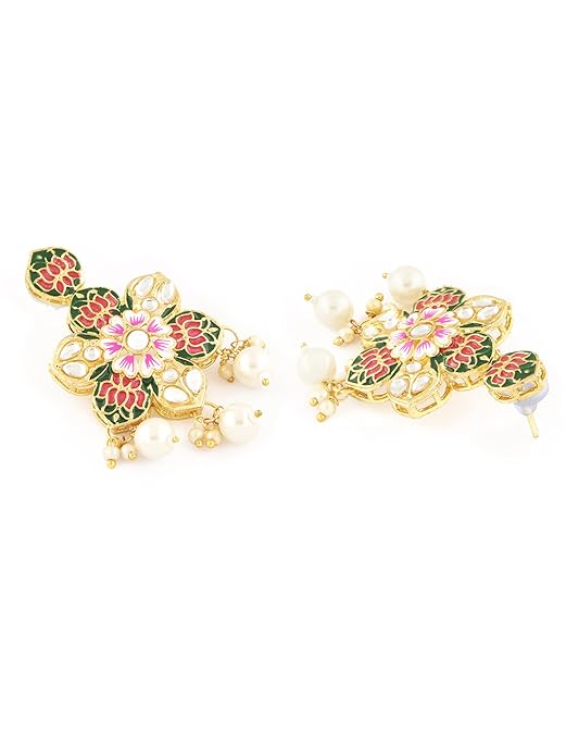 Indian Meenakari Jewelry Multicolor Lotus Set