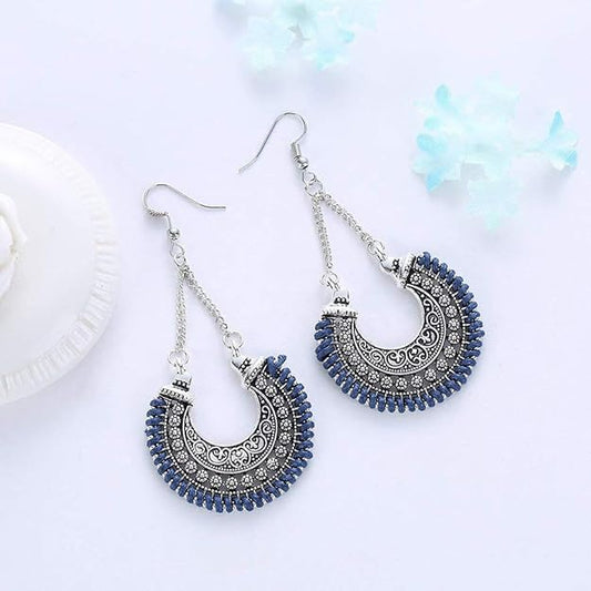 German Silver Oxidised Earrings in Traditional Chandbali Design for Women and Girls