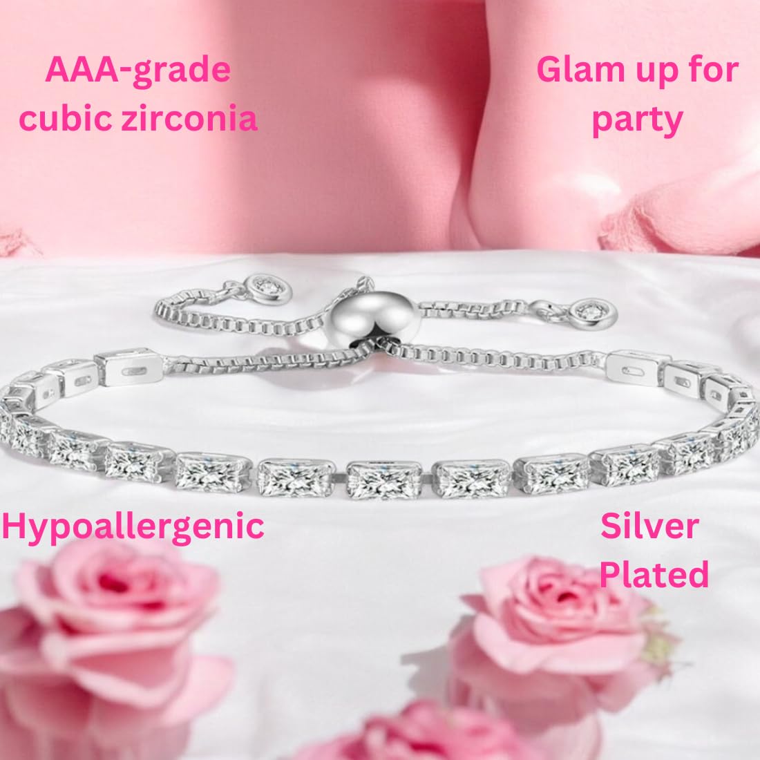Stylish Cubic Zirconia American Diamond Adjustable Bracelet For Women & Girls Bracelet, Gift for Her