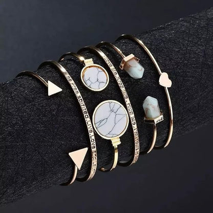 Set of 6 Multilayer Cuff Bangle Bracelet for Women and Girls