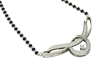 Mangalsutra Pendant in 925 Sterling Silver Contemporary Stone Studded Design with Chain and Earrings