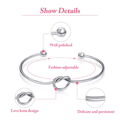 Love Knot Bangle Bracelet Set - Silver - (10 Pcs)