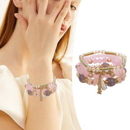 Bohemian Multilayer Crystal Bead Charm Bracelet