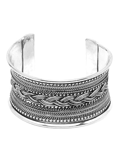 Silver Oxidised Bangles Traditional Cuff Design