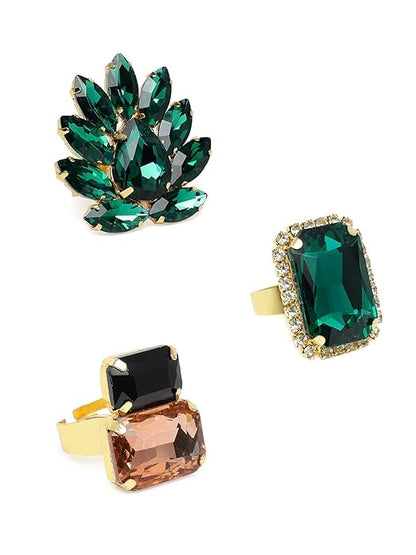Women's Crystal Rings Combo of 3