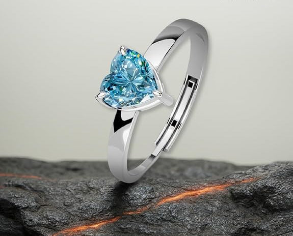 Blue Topaz Sterling Silver Ring in 925 Pure Silver Adjustable Modern Design