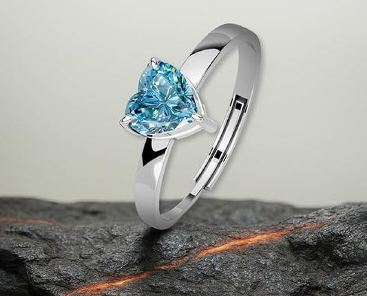 Blue Topaz Sterling Silver Ring in 925 Pure Silver Adjustable Modern Design