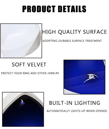 Proposal Ring Box with Light in Blue Elegant Design for Engagement & Romantic Surprise