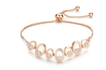 Adjustable Diamond Crystal Rose Gold Charm Bracelet
