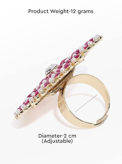 Floral Pink Adjustable Ring