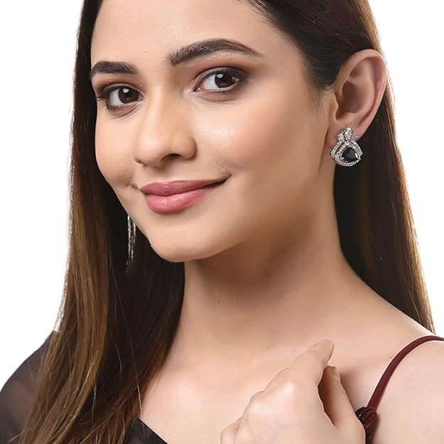 American Diamond Triangular Stud Earrings