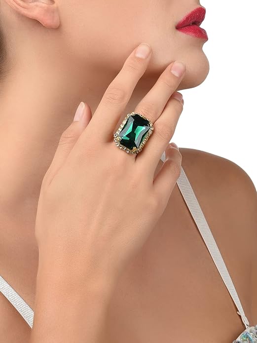Crystal Rings in Green Crystal Shine