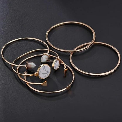 Set of 6 Multilayer Cuff Bangle Bracelet for Women and Girls