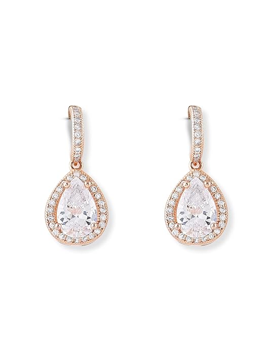 Rose Gold Pearl Drop Hoop Earrings