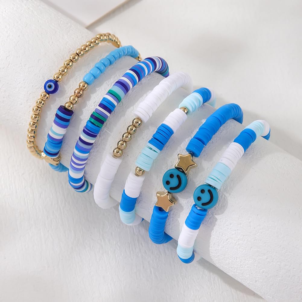 7-Pcs Colorful Beaded Bracelet Set for Friends