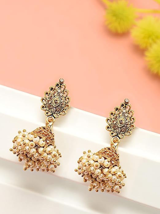Antique Gold Jhumki Dangle Earrings