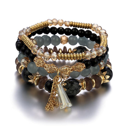 Bohemian Multilayer Crystal Bead Charm Bracelet