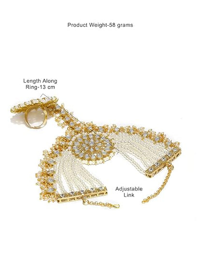 Wedding Bracelet in Gold Kundan & Pearl Mesmerising Hand Harness Style