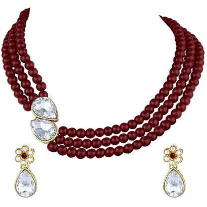 Green Necklace Set in Faux Pearl and Crystal Necklace Jewellery Gift Set for Women