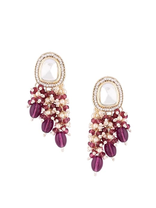 Purple Kundan Cluster Big Jhumka Earrings