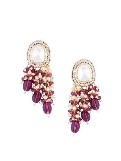 Purple Kundan Cluster Big Jhumka Earrings