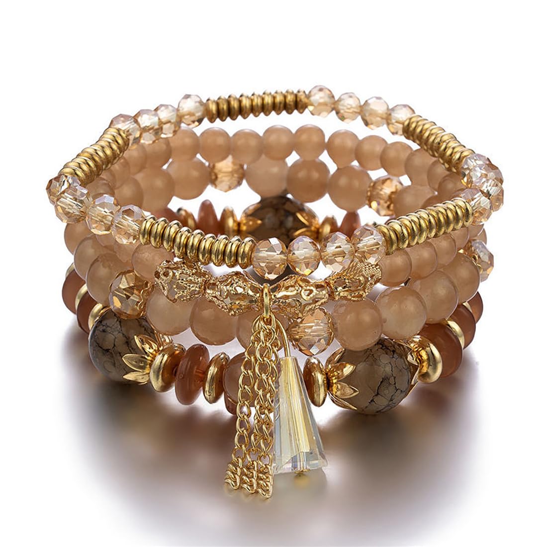 Bohemian Multilayer Crystal Bead Charm Bracelet