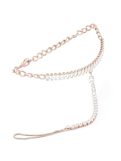 Cubic Zirconia Tennis Bracelet in Rose Gold Dazzling Hand Harness Style