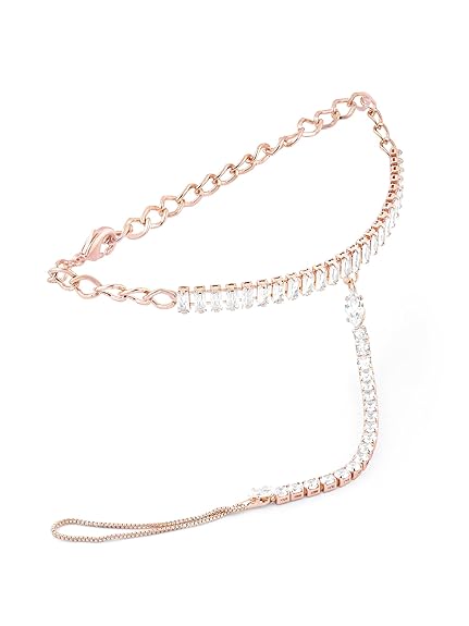 Cubic Zirconia Tennis Bracelet in Rose Gold Dazzling Hand Harness Style