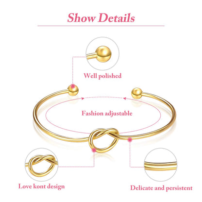 Love Knot Bangle Bracelet Set -Gold- (10 Pcs)