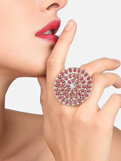 Floral Pink Adjustable Ring