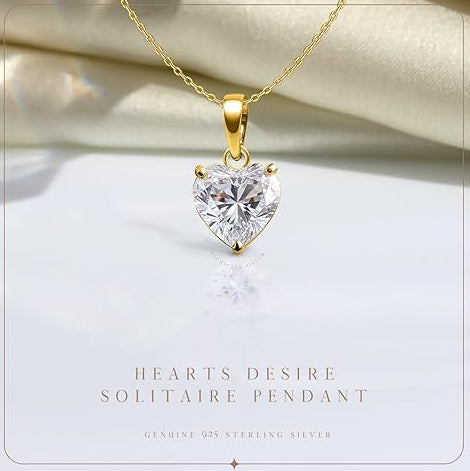 Heart Silver Necklace for Women in 925 Sterling Silver with Zirconia Shine