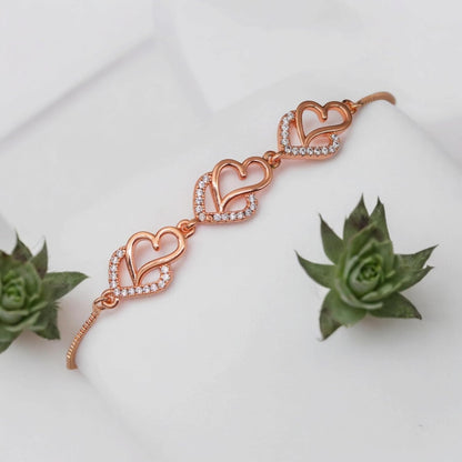 Adjustable Diamond Crystal Rose Gold Charm Bracelet