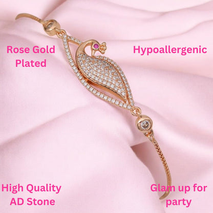 Adjustable Diamond Crystal Rose Gold Charm Bracelet