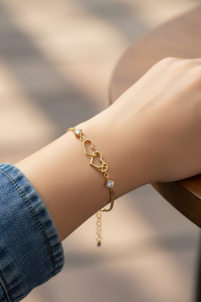 Rose Gold Double Heart Love Bracelet