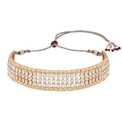 Pearl Choker Necklace Indian in Gold Plated Traditional Kundan and Pearl Choker Necklace Jewellery Set for Women and Girls