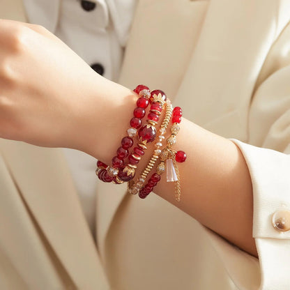 Bohemian Multilayer Crystal Bead Charm Bracelet