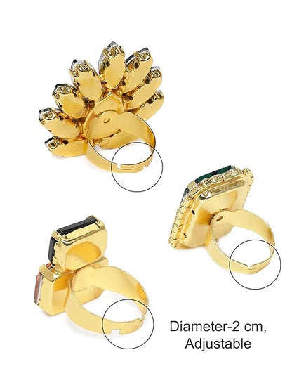 Women's Crystal Rings Combo of 3