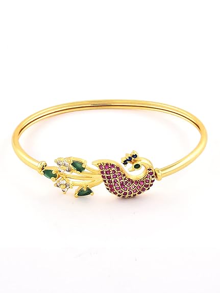 Gold Cubic Zirconia Peacock Bracelet for Ladies