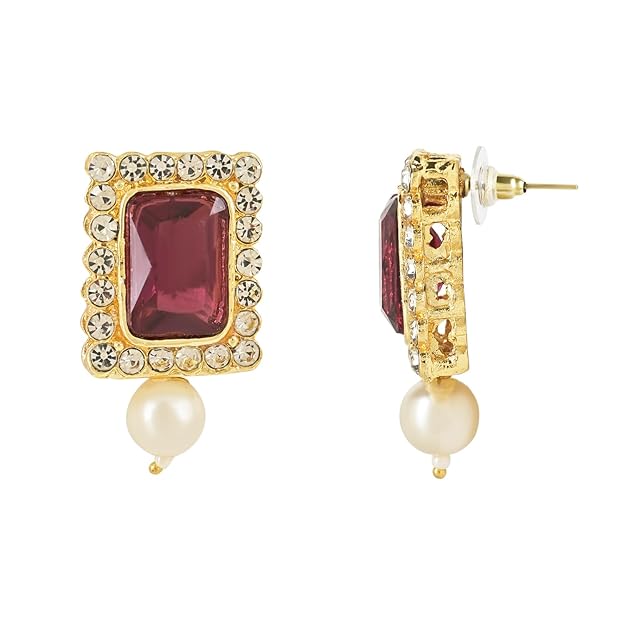 Pearl Choker Necklace in Gold Plated Traditional Stone and Pearl Choker Necklace Jewellery Set for Women